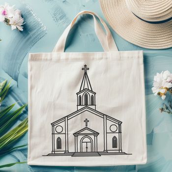 A detailed vector design of a traditional Catholic church building.