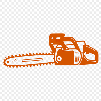 A cutting tool with a chain and bar, suitable for vector design and editing in software like Illustrator and Procreate.
