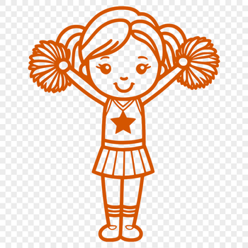 A stylized illustration of a young girl in a cheerleading outfit, suitable for vector graphics.