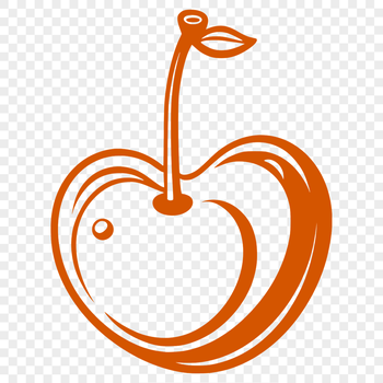 A stylized illustration of a single red cherry fruit, ideal for digital designs and craft projects.