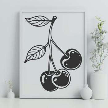 A realistic illustration of a single cherry fruit with its stem.