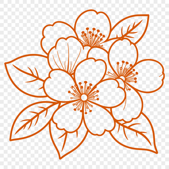 An ornamental vector design featuring a stylized cherry blossom plant with delicate petals.