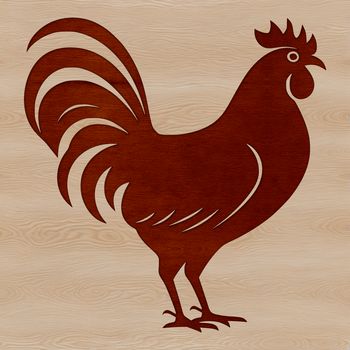 A digital illustration of a domesticated chicken standing on its feet.