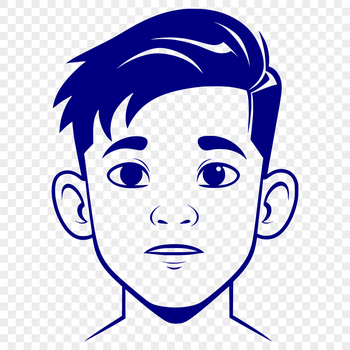 A young boy with a neutral expression, illustrated as a simple vector design.