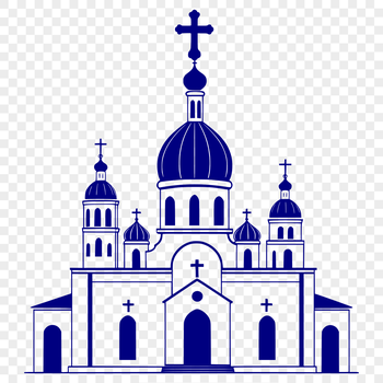 An outline design of a classic Orthodox church building, suitable for vector graphics and digital cutting tools.