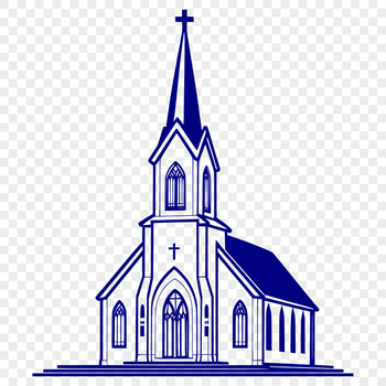 A simple Protestant church building designed as vector art for various digital and craft applications.
