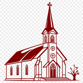 Vector illustration of a church building with intricate details.