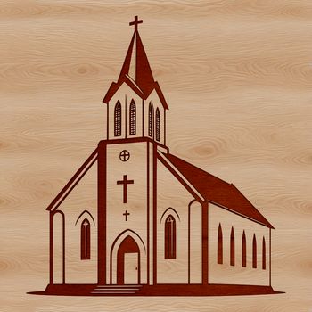 Vector illustration of a church building with detailed architecture, suitable for digital design projects.