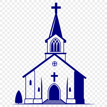 Illustrated church building with Gothic architecture design.
