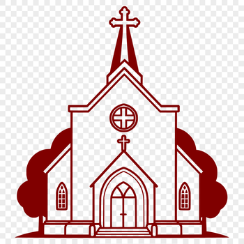 A detailed illustration of a church building with a steepled roof and ornate details, suitable for vector art designs.