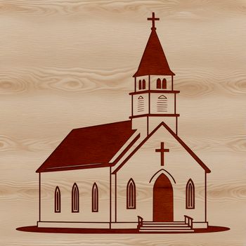 A simple illustration of a church with clean lines and minimal details, suitable for various design purposes.