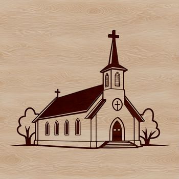 A vector design illustration of a traditional church building with intricate architecture.