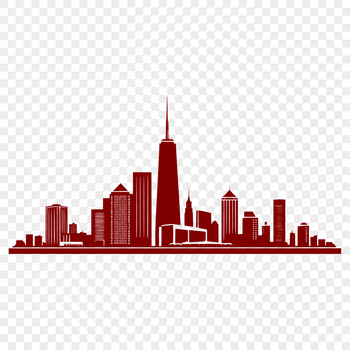 Illustrated urban landscape with skyscrapers and buildings in a vector format.