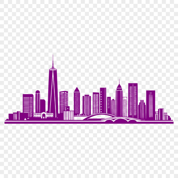 City skyline illustration with modern skyscrapers and city streets