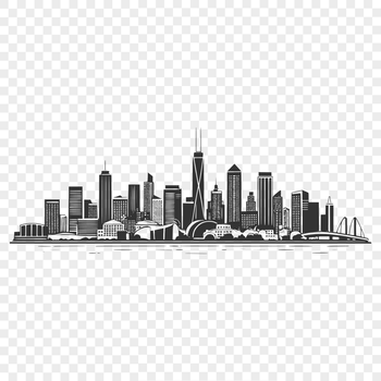 A digital representation of a bustling city skyline at sunset, ideal for vector art and design projects.