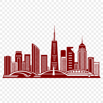 A detailed vector illustration of a city skyline at sunset, suitable for various design applications.
