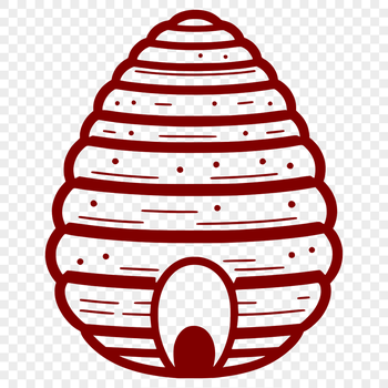 An SVG graphic representation of a beehive with intricate details.