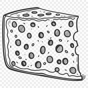 A stylized illustration of a wedge of cheese, suitable for vector design.