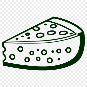 A simple illustration of a wedge of cheese in a vector format.