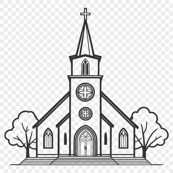 An outline of a Christian place of worship in a 2D vector format.