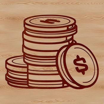 SVG illustration of a set of assorted coins with varied textures and designs.