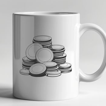 High-resolution coin clip art created in scalable vector graphics format, ideal for laser cutting and pyrography projects.