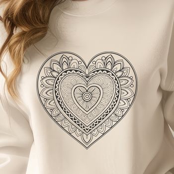 A intricately designed mandala heart icon in vector format.