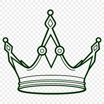 A graphic illustration of a regal crown with ornate details, suitable for editing in vector design software.