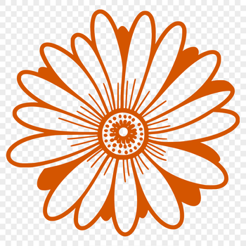 Vector graphic of a single daisy bloom in outline form for use in digital design projects.