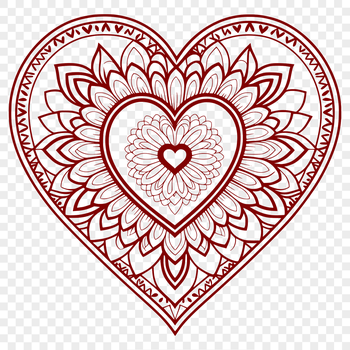 Colorful mandala heart design created in vector format, ideal for digital crafting and custom art projects.