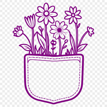 A digital illustration of a flower-shaped pocket, suitable for craft projects.