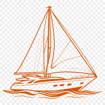 Vector illustration of a sailboat with bold lines and minimalist details.