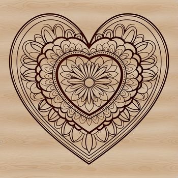 Geometric love heart mandala design in vector format.