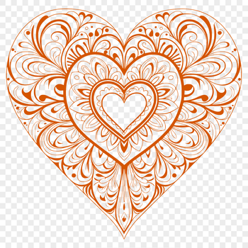 Vector art template featuring a stylized love heart surrounded by mandala-inspired motifs.