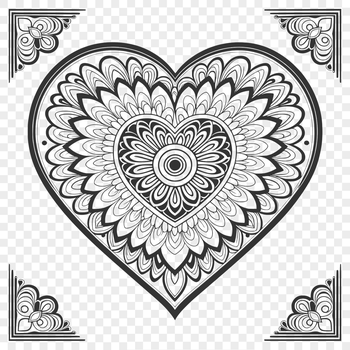 Mandala design featuring a heart shape in vector format.