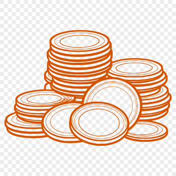 A set of digital coins in various denominations and designs, suitable for editing and customization.