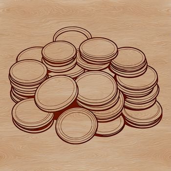 SVG illustration of various denominations of coins in a circular arrangement.