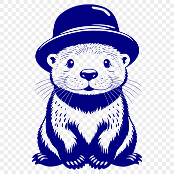 A digital illustration of a smiling otter wearing a stylish hat.