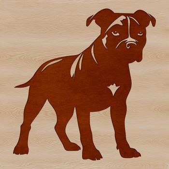 A standing pitbull breed dog in a simple vector design.