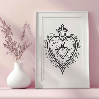 A vector illustration of the Sacred Heart icon in simple design.