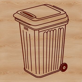 A simple illustration of a trash can with a lid on top, suitable for use as clip art in various design projects.