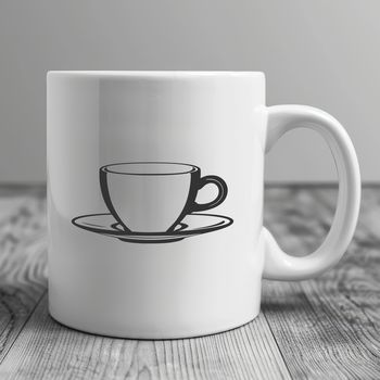 A simple illustration of a teacup, ideal for graphic design and vector art projects.