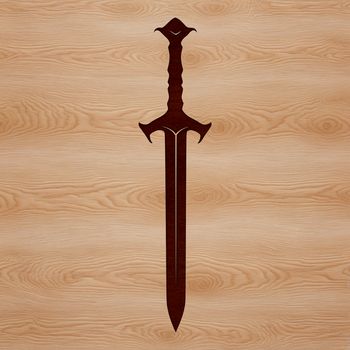 A detailed, scalable illustration of a traditional sword with intricate design elements.