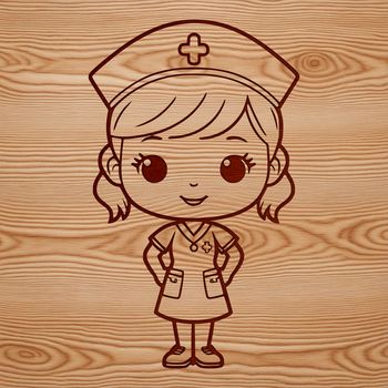 Female nurse illustration in a professional pose.