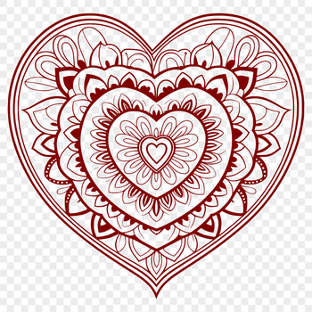 A colorful mandala design featuring a stylized heart shape in vector format.