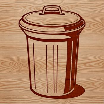 A simple vector illustration of a trash can with a lid on top.