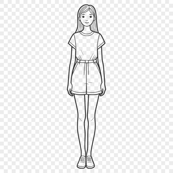 A digital illustration of a young girl in a modern outfit, suitable for vector design projects.