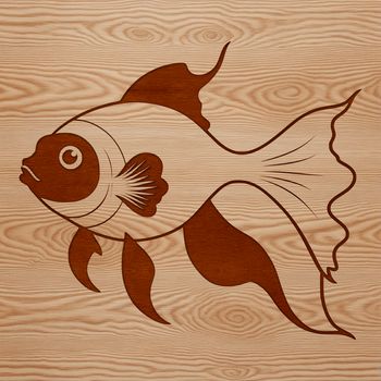 An outline of a goldfish designed for cutting or laser engraving.