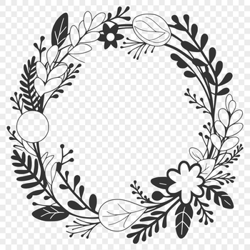 A floral wreath design made from intricately interwoven elements in vector format.