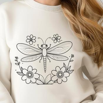 A colorful dragonfly illustration with intricate details in vector format.